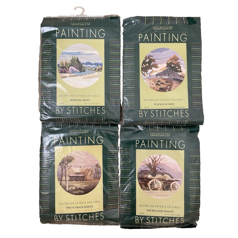 Vintage Lot of 4 Painting by Stitches Australian Outback‎ Kits No Sew Knowledge